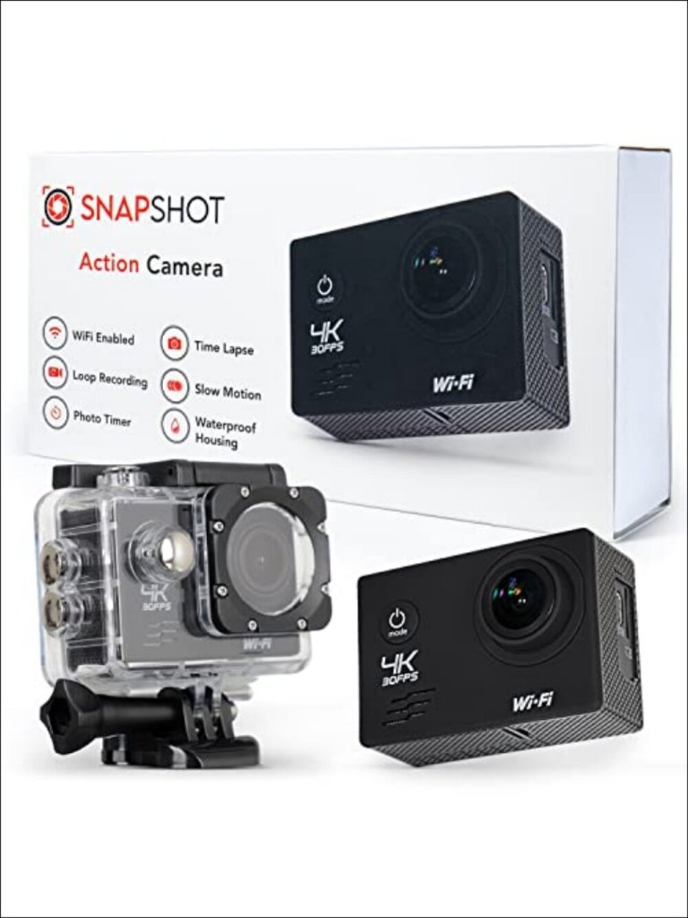 4K Action Camera Waterproof 12MP HD Video 170° Wide Angle 98FT